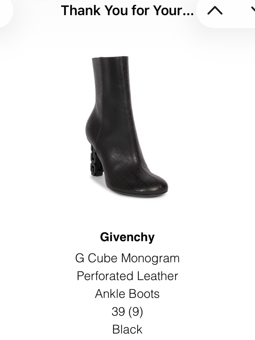 Givenchy Black Perforated Leather Ankle Boots with Signature G-Cube Heel